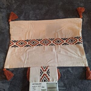 2 Pack Ikea JATTESLIDE Pillow Covers‎ 16×23 Zipper Cream Terracotta Tassels Boho